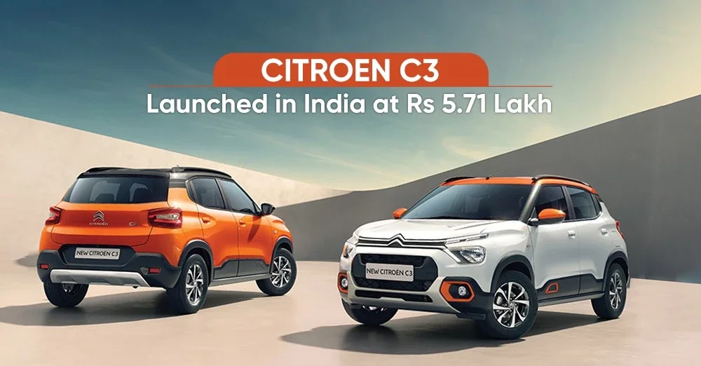 Citroen C3 Launched in India at Rs 5.71 Lakh