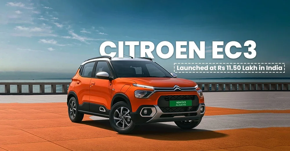 Citroen eC3 Launched at Rs 11.50 Lakh in India