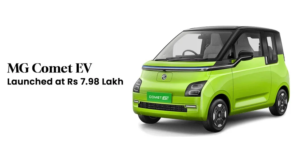MG Comet EV Launched at Rs 7.98 Lakh