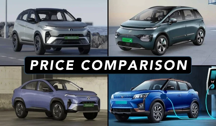MG Windsor EV Vs Tata Curvv EV Vs Nexon EV Vs Mahindra XUV400 Price Comparison