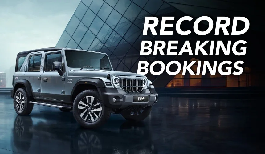 Mahindra Thar Roxx Stuns with 1.76 Lakh Bookings in an Hour!