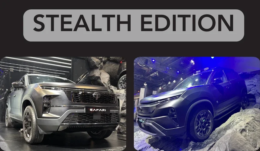 Tata Safari Stealth and Harrier EV Stealth Revealed