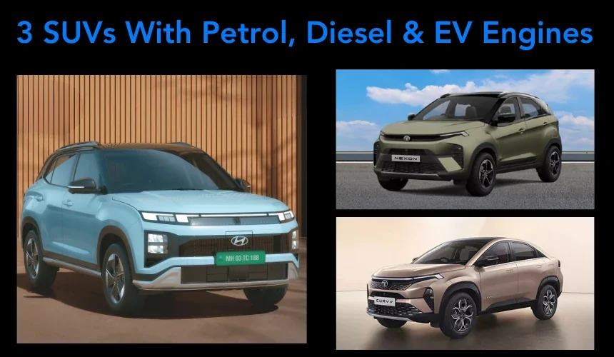 3 SUVs with Petrol, Diesel and Electric Engine Options