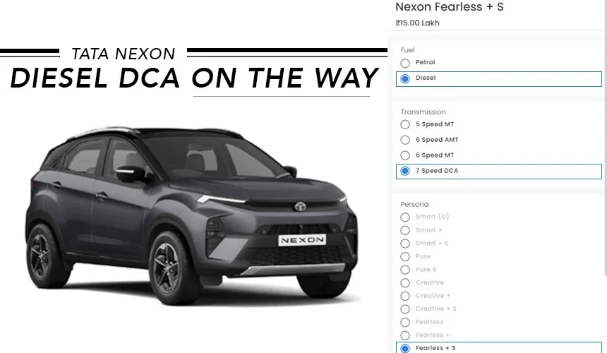 Tata Nexon Diesel DCA Trim Listed On Official Website - Launch Details